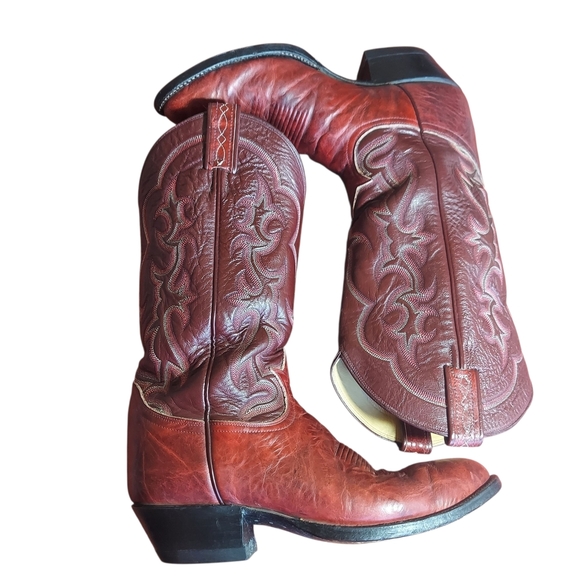 Vintage Tony Lama Cherry Mahogany Bbullhide leather boots - Picture 12 of 16